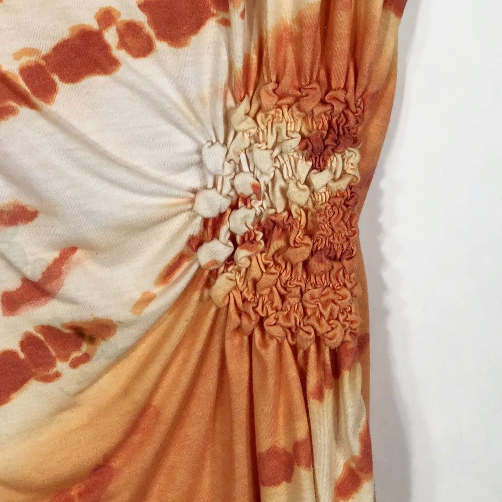 New Directions XL Top Orange White Ruched 780 - Picture 3 of 6